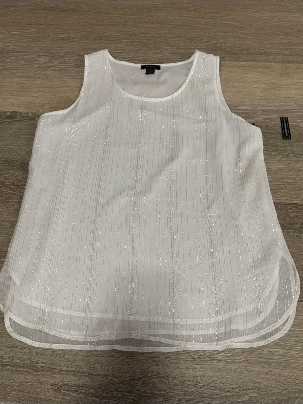 Halogen White Sparkle Sleeveless lined Tank blouse